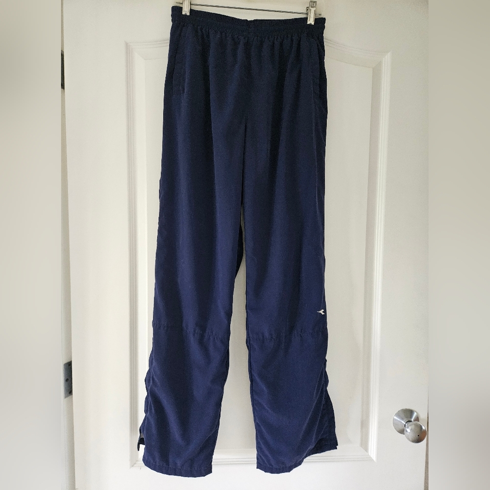 Vintage Diadora Womens Medium Track Pants Blue Pockets Zipper at Ankle Lined